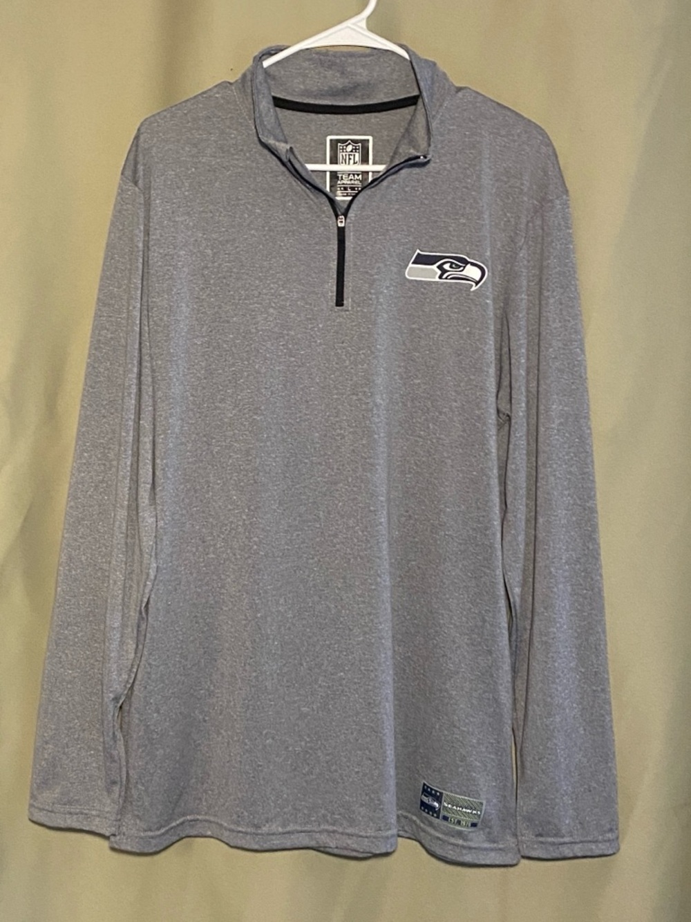NFL Seattle Seahawks Men's Gray Lightweight 1/4 Zip Pullover Shirt men’s L